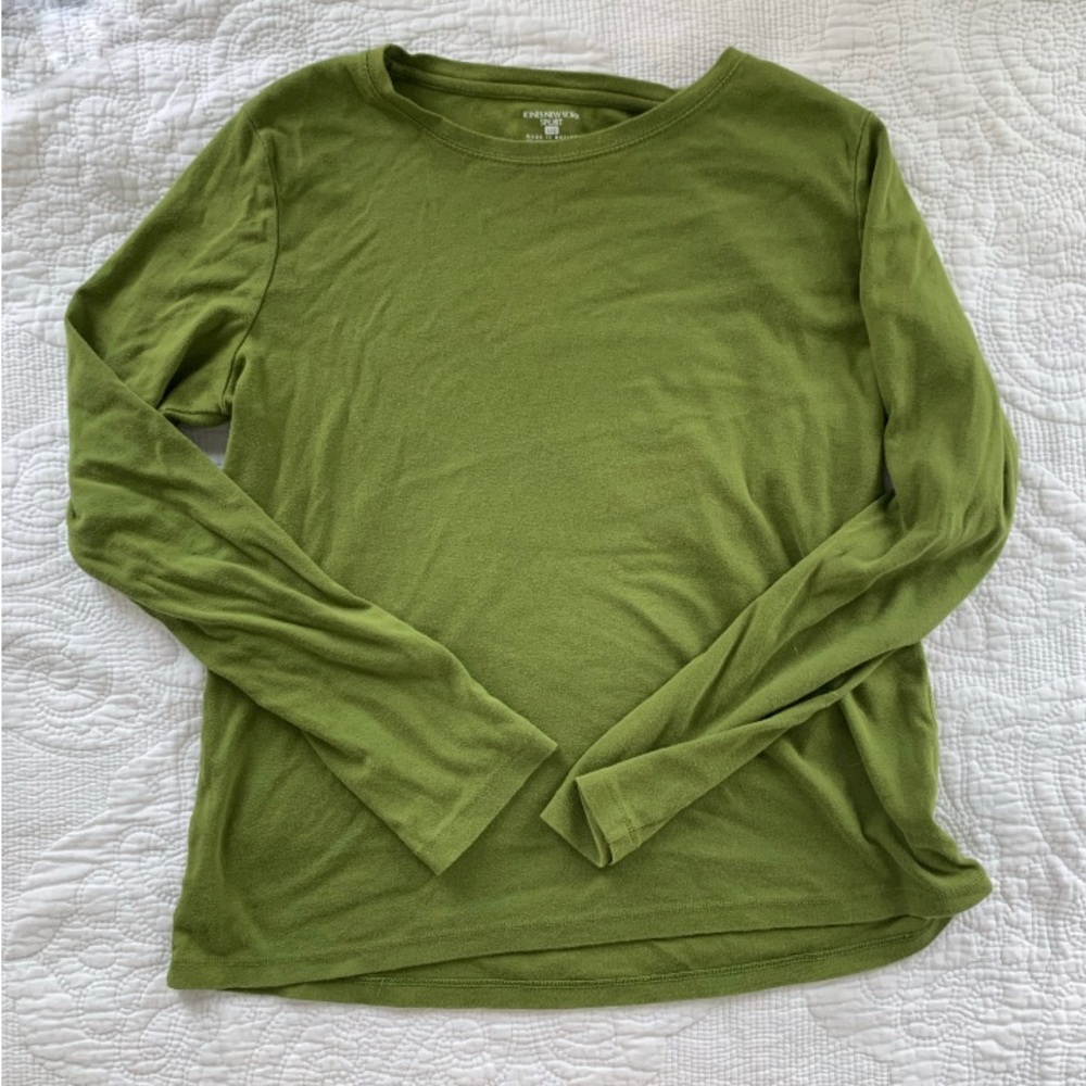 Olive Green Cotton Long Sleeve Tee Size Large